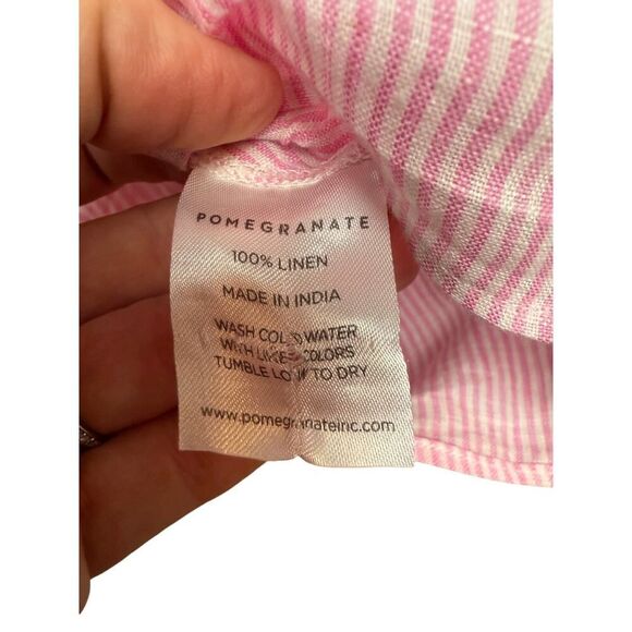 Pomegranate Pink White Striped Linen Tunic Top Sz. S - Picture 4 of 4